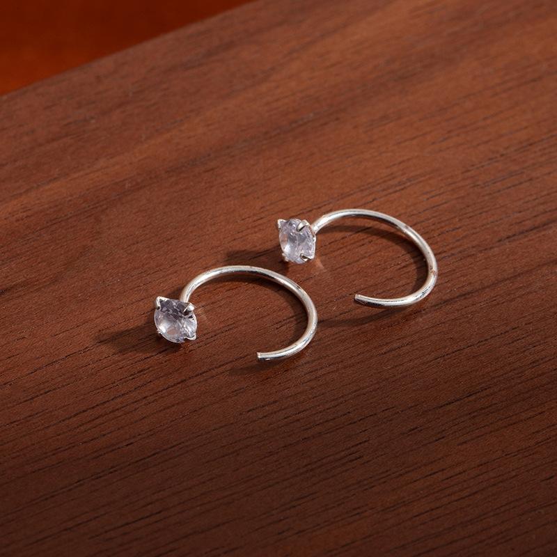 Einfaches Temperament, Funkelnder Diamant, Zirkon Ohrknochen, Schlichte Ringohrringe, Ohrlöcher, C-förmige Ohrringe, Vielseitige Ohrringe für Damen.