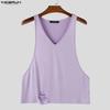 INCERUN Summer Men V Neck Casual Sleeveless Strap Loose Tank Tops