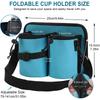 Luggage Travel Cup Holder Free Hand Drink Caddy 2Coffee Mugs Holder Thermal Insulation Drink Bag W/ Shoulder Strap Zipper Pocket