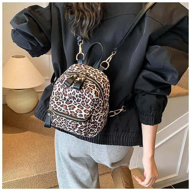 

Niche Design Backpack Women s Mini Personality Leopard Print All-match Fashionable Casual Small 18x10.5x19 хакі