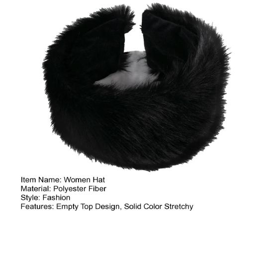 Women Hat Solid Color Empty Top Design Winter Hat Windproof Warm Imitation Fox Fur Hat Cold Weather Accessories