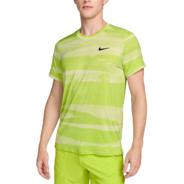 

Nike Dri-Fit Court Advantage Comfortable Crew Neck Casual Short Sleeve Tennis Shirt Men Tops Life-Yellow-Green FQ2088-751 L