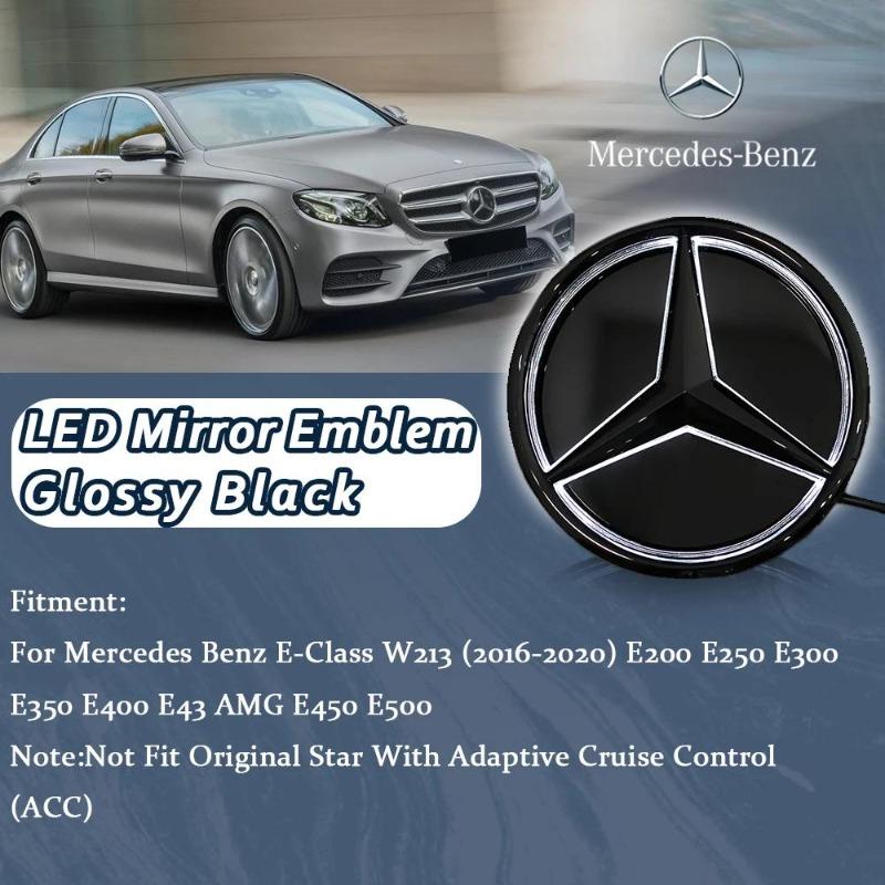 

Glossy Black Illuminated Star Badge Logo Front Grille LED Emblem White Light For Mercedes Benz E-Class W213 16-20 E250 E300 E350