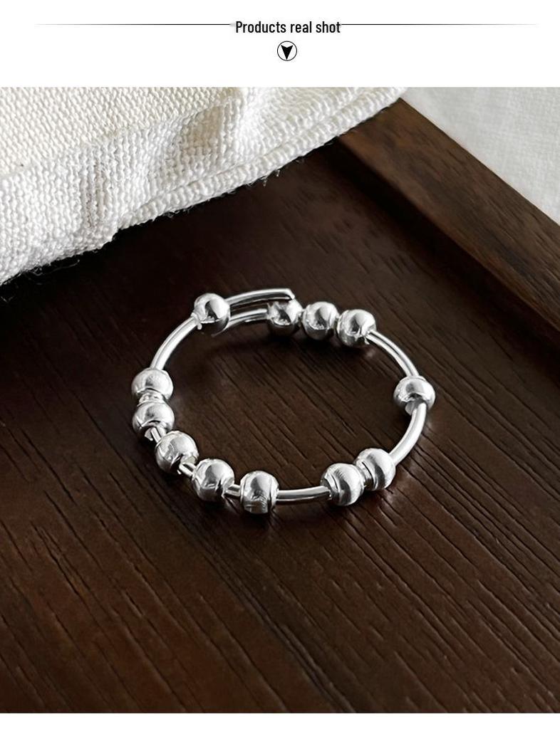 925 Sterlingsilber Perlenring - Elegantes und vielseitiges Damen-Zeigefinger-Accessoire (Helles Silber, Stil J5132)