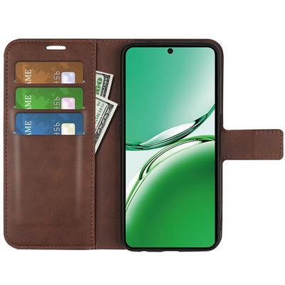 Dla Oppo Reno12 F 5G Etui z podstawką Tekstura cielęcej skóry Odporne na wstrząsy Skórzane etui na telefon