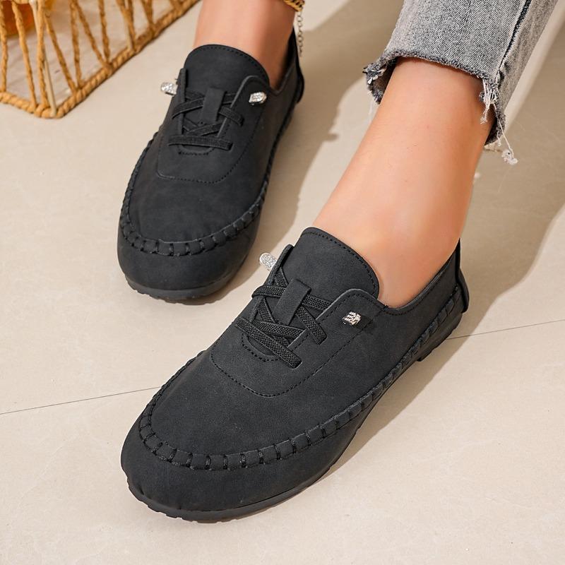 New Women's Plus‑Size Slip‑On Lazy Shoes, Soft‑Sole Casual Footwear With Hand‑Stitched Details