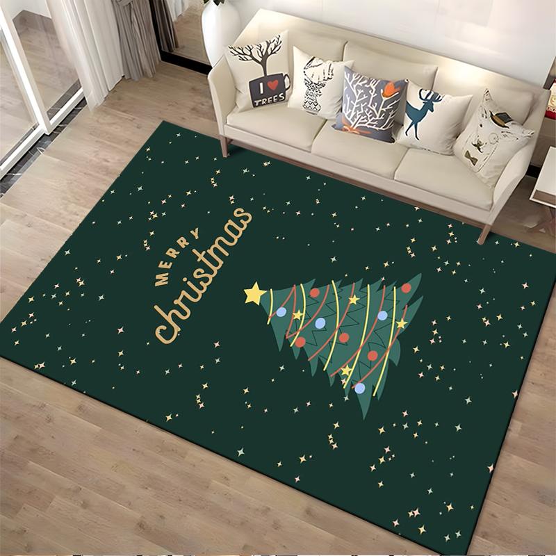 Christmas Tree with Starry Background Non-slip rug suitable for living room and bedroom sofas.
