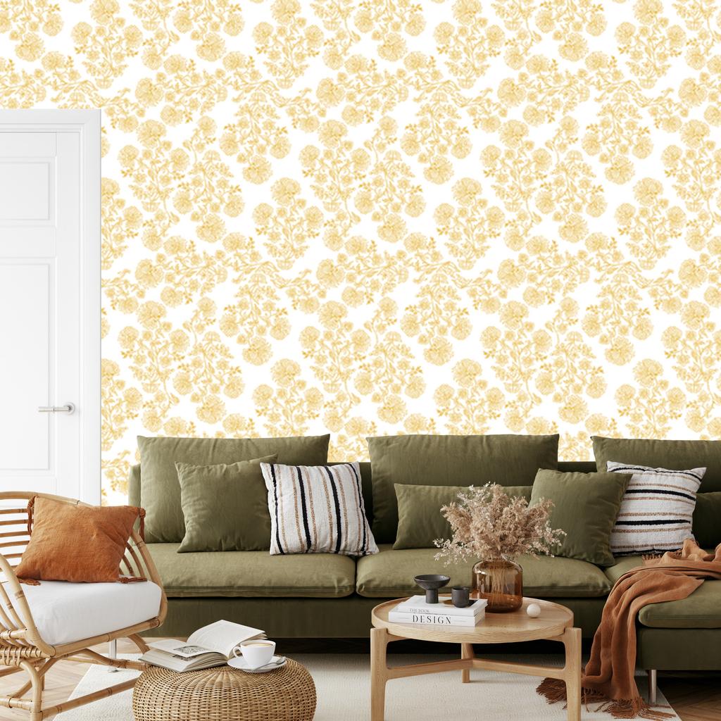 Cream Flowers Wallpaper, Small Detail for Living Room and Bedroom 50x1000