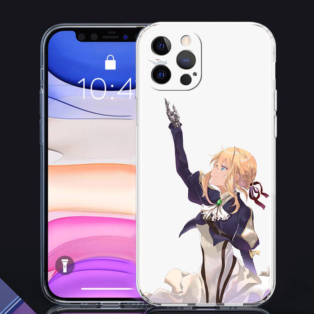 Husă transparentă Violet Evergarden pentru iPhone 13 Mini 12 Pro 11 XR SE 2020 XS Max 7 8 Plus X Husă de telefon din silicon 6 6S Shell Fuana Sac