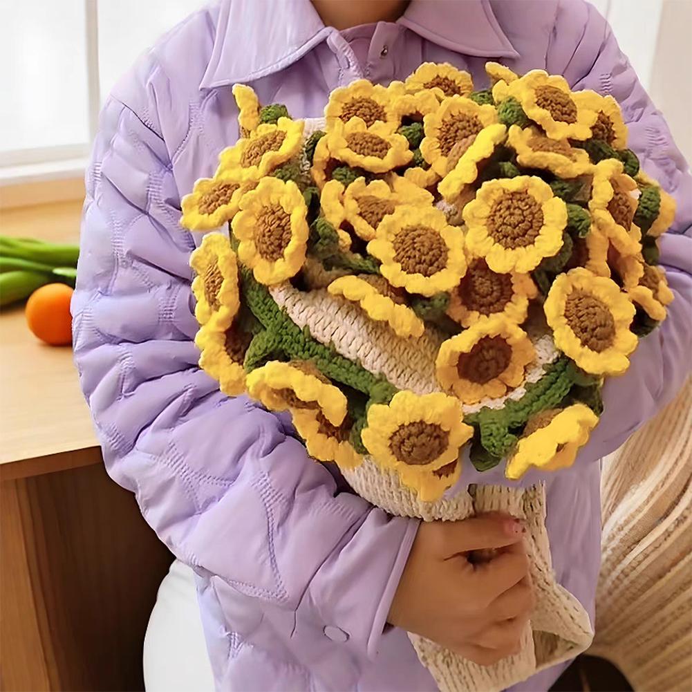 NEW Creative 60cm Flower Bouquet Blanket DIY Product Crocheted Sunflower Blanket Lily of The Valley Bouquet Blankets Gifts