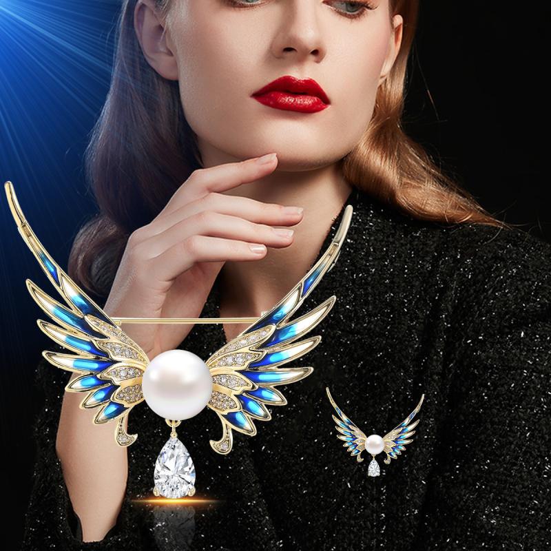 Mode Exquisite Emaille Engelsflügel Broschen Für Damen Kleidung Mantel Schmuck Accessoires Geschenk