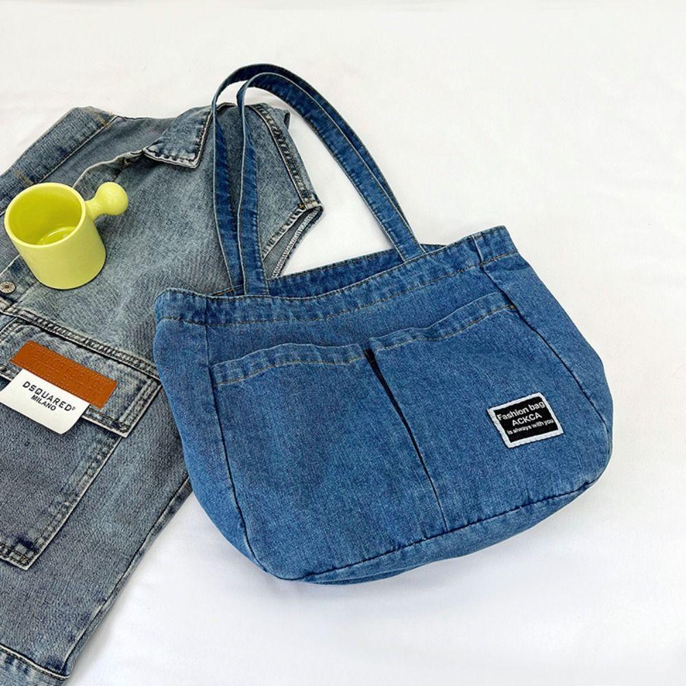 Storage Bag Denim Handbag Oxford Casual Shoulder Bag Vintage Large Capacity Tote Bag  Outdoor