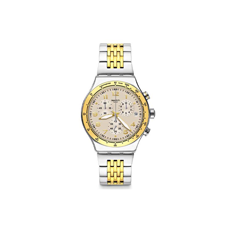 SWATCH Women s Gold Watch YVS467G YVS467G Gold Edge Golden Disk