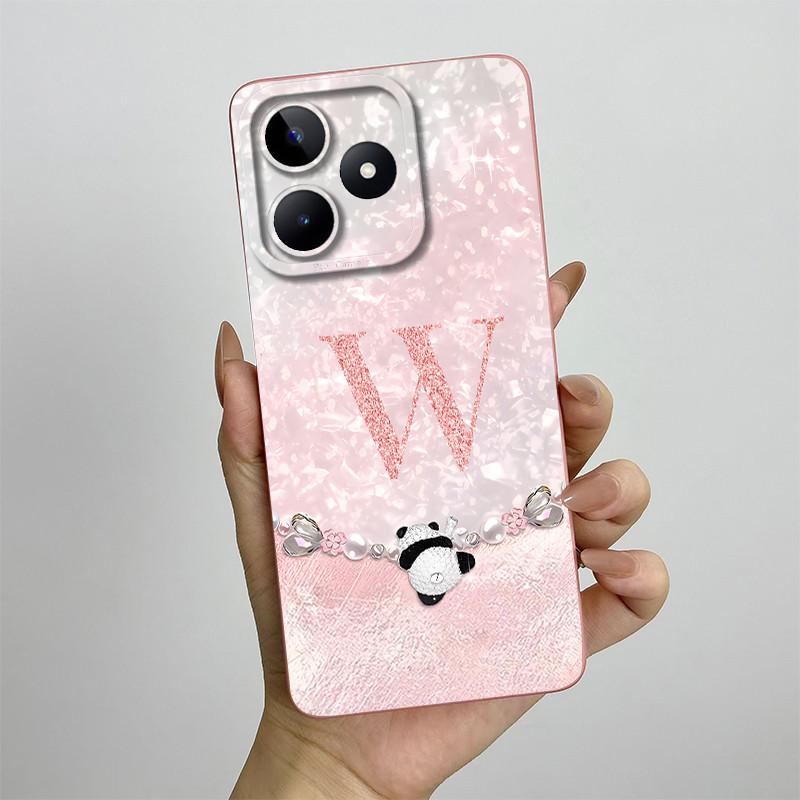For Realme Note 50 Case RMX3834 Cover Cute Panda Letters Full Coverage Liquid Silicone Phone Case For Realme Note50 Coque Fundas