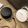 Argyle Quilted Round Bag, Letter Decor Crossbody Bag, Top Handle Circle Purse For Women