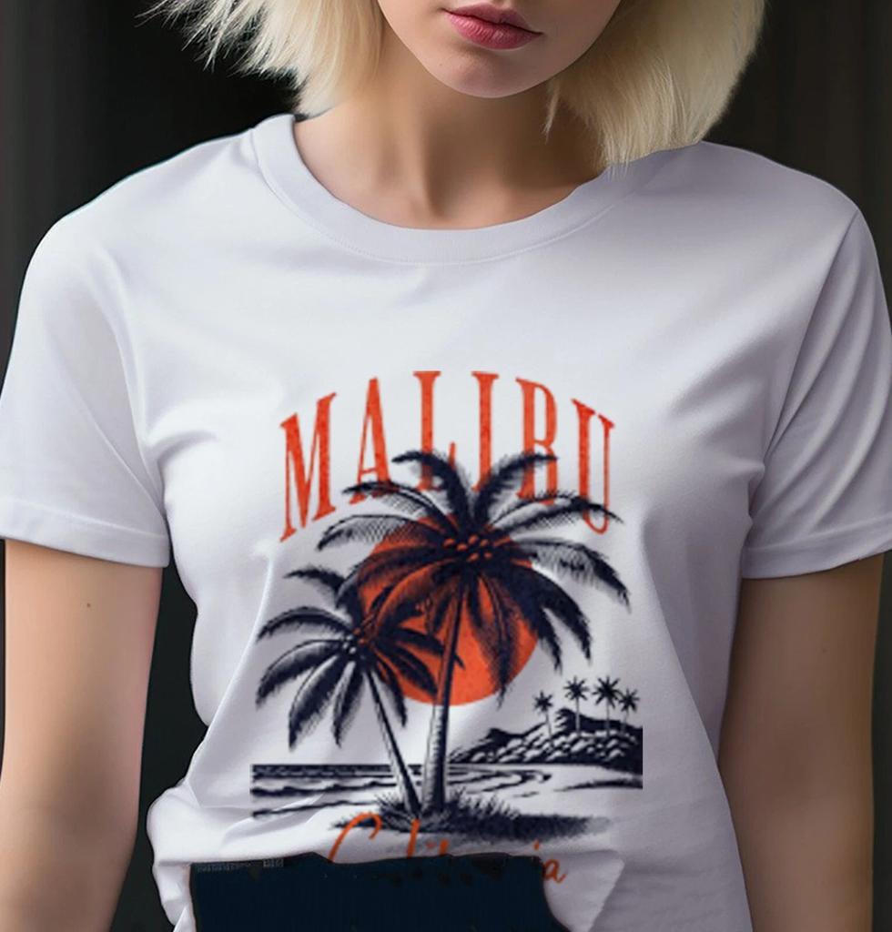 Unisex Schmal Geschnittenes T-Shirt - Malabu Palms Original Sommer Rundhals Schmal Geschnitten