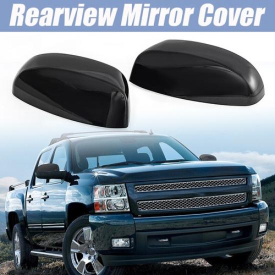 2x Gloss Black For 2007-13 Chevy Silverado / GMC Yukon Sierra Mirror Covers Caps