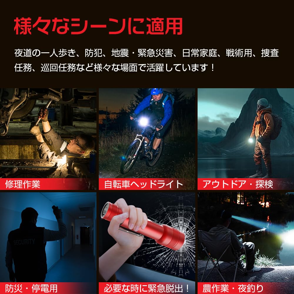 Powerful Flashlight for Disaster Preparedness COB Work Handheld Light with 9 Dimmable USB IP56 Waterproof and Large Powerful High SOS Aluminum