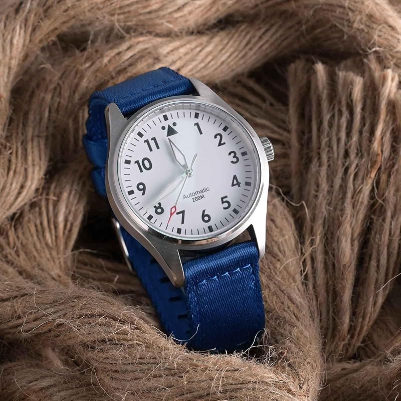 [WOCCI] watch belt nylon 22mm watch band Double hole 2-tier nylon strap Quick Release blue/silver buckle