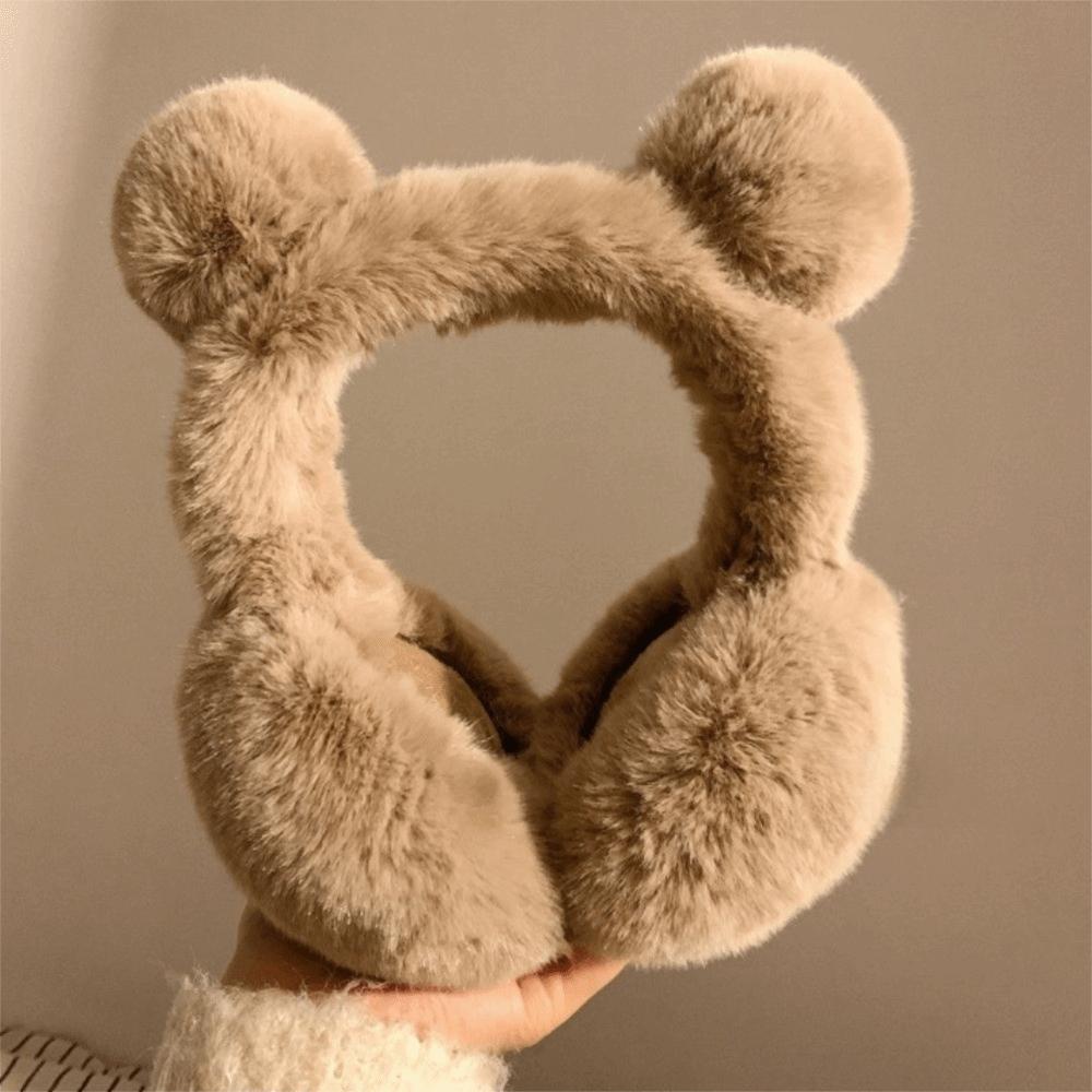 Plush Ear Warmer Anti-Freeze Ear Cover Fashion Bear Ear Earmuffs  for Women Girls