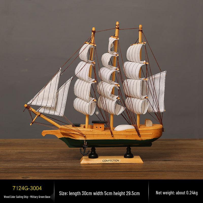 Wooden Pirate Ship Model: Small Boat Ornament for Office or Room Decoration