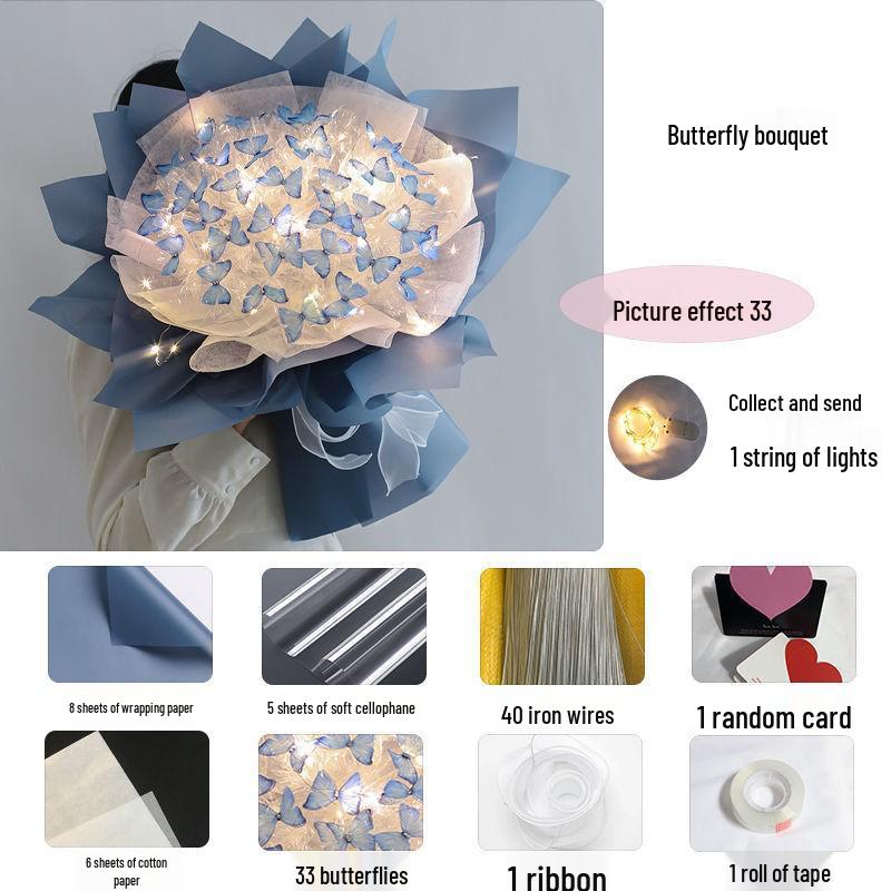 Valentine's Day DIY Simulation Butterfly Bouquet Kit - Handmade Gift with High-End Feel