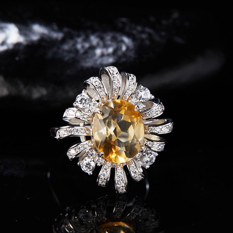 Original Design Does Not Fade Niche High Sense S925 Sterling Silver 18K Natural Citrine Lucky Treasure Ring Women