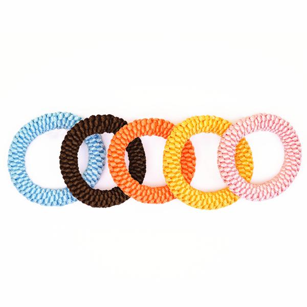 Fluffy Puppy O-ring Floss Toy M, Peach (pink), 1 Piece