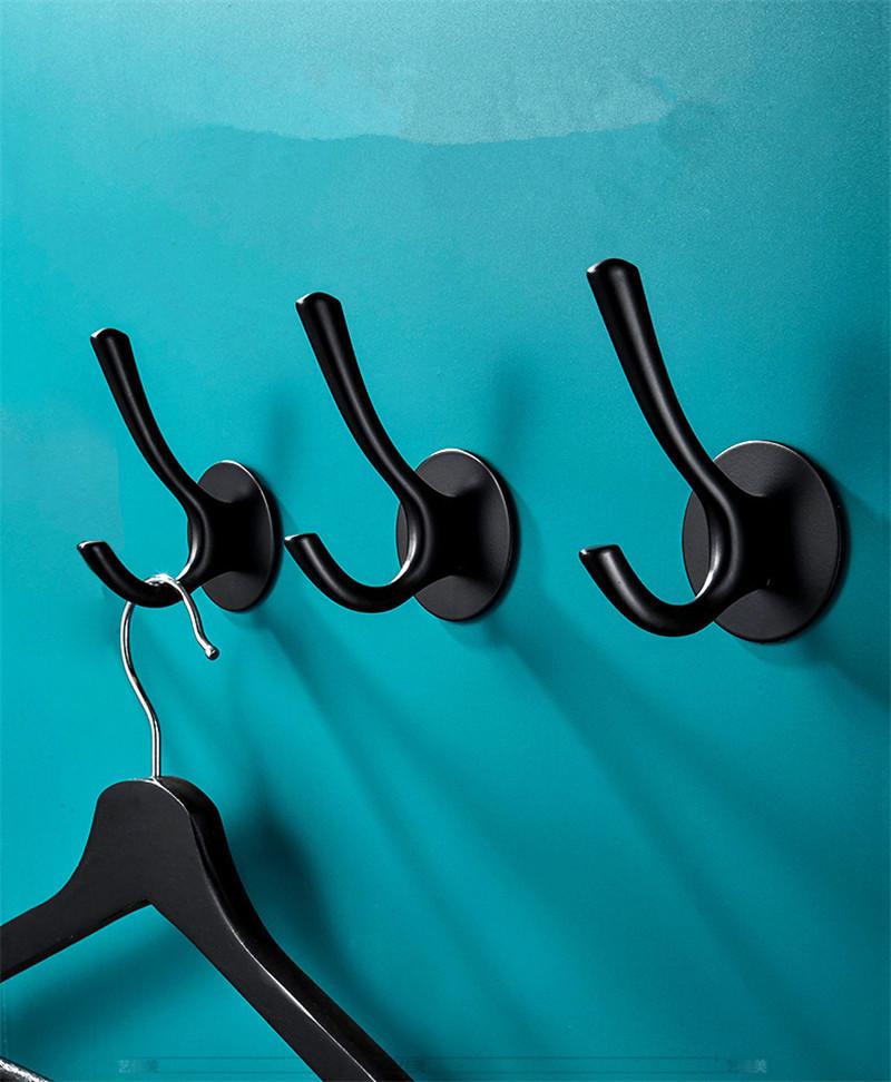 Tuqiu Robe Hook Clothes Hook Black Clothes Rack Hanger Towel Hanger SS Material Kitchen Hook Door Hanger Nial Free
