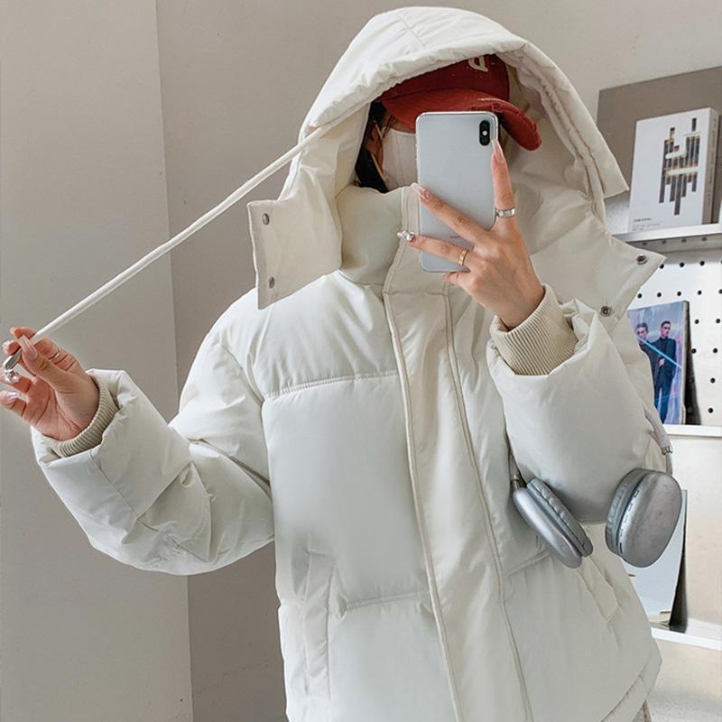 Kurtka puchowa damska na jesień i zimę, ciepła, wąska, lekka, gruba kurtka, duże rozmiary, luźne, wygodne topy rekreacyjne