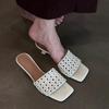 Sheepskin Version Summer Fashion Woven Hollow Mesh Fashion Outer Wear Stiletto One-Word Drag Cool Slippers Women