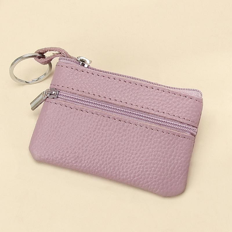 

Ультратонкий женский кошелек для монет из коровьей кожи высшего качества - Натуральная кожа, Однотонный, Мини на молнии