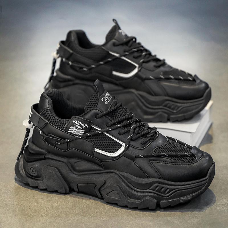 

Men s dad shoes, spring and summer new low-top mesh breathable casual shoes, trendy versatile sports shoes 44 чёрный