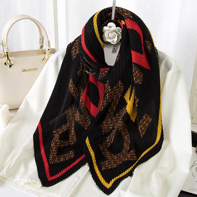 Cotton and Linen Scarf Crumpled Women's Silk Scarf Women's Warm Fashion Shawl Women's Autumn Scarf Dual-purpose