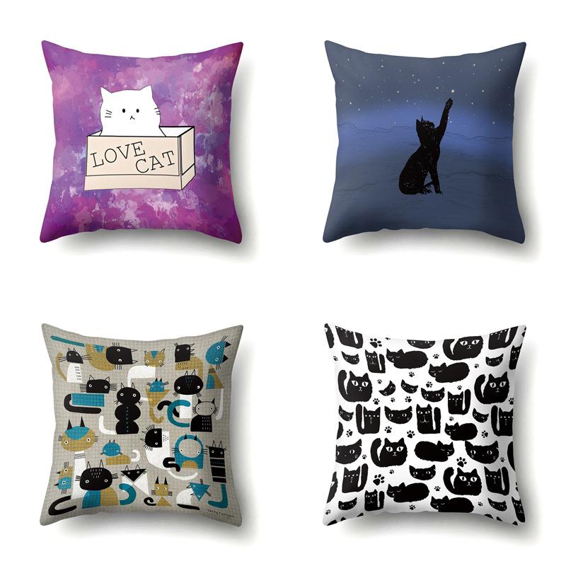 Polyester Pillowcase Cartoon Printed Animal Peach Leather Velvet Pillowcase Waist Cover Car Waist Cushion Cover