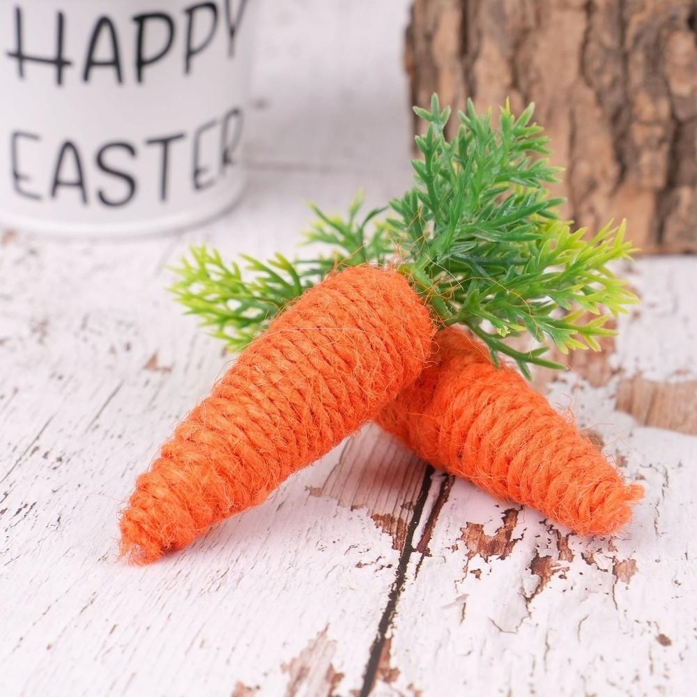 4pcs Miniature Size Easter Decoration Simulation Design Artificial Carrot Tray Decoration Decorative Piece Cute Style