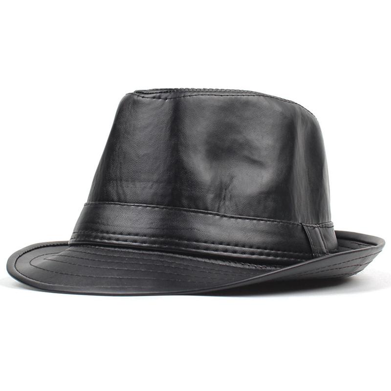 Black Gray Striped Trilby Hat for Men Vintage Wool Felt Hats Autumn Winter Wide Brim Gentleman Jazz Caps