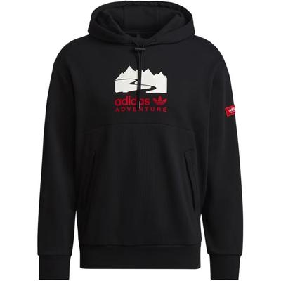 adidas Originals Adventure Logo Baskılı Düz Renk Erkek Kapüşonlu Siyah H09060