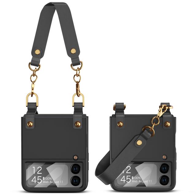 Ultradünne Matte Handtaschenhülle mit Handschlaufe für Samsung Galaxy Z Flip 3 Hülle Stoßfeste Abdeckung mit kleiner Glasfolie für Flip3