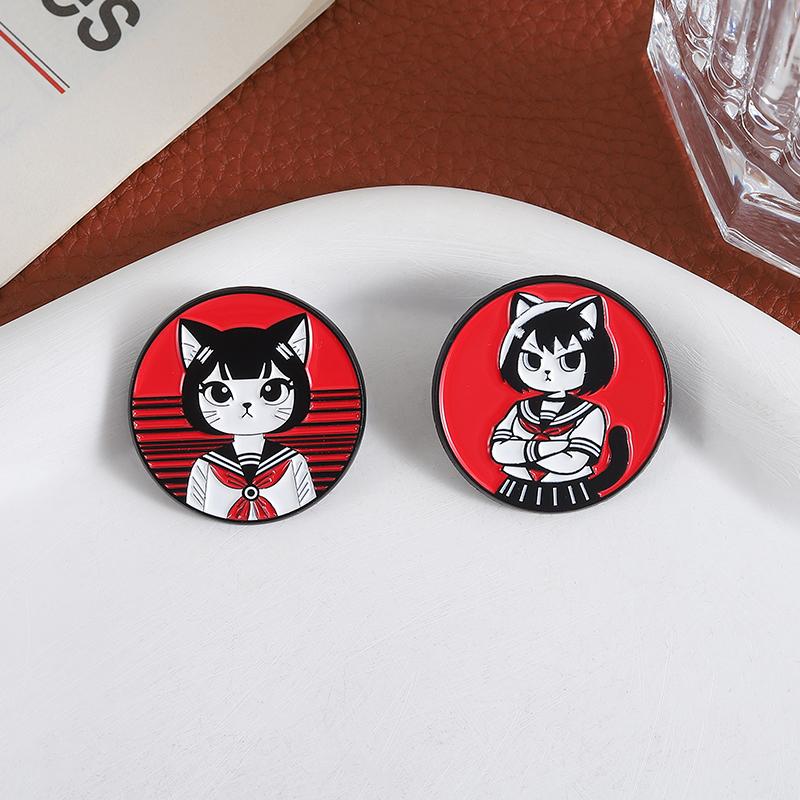 Anime Manga Cat Girl Enamel Pins Otaku Japanese Culture Loves Metal Brooches Lapel Badge Fashion Jewelry Gifts for Friends