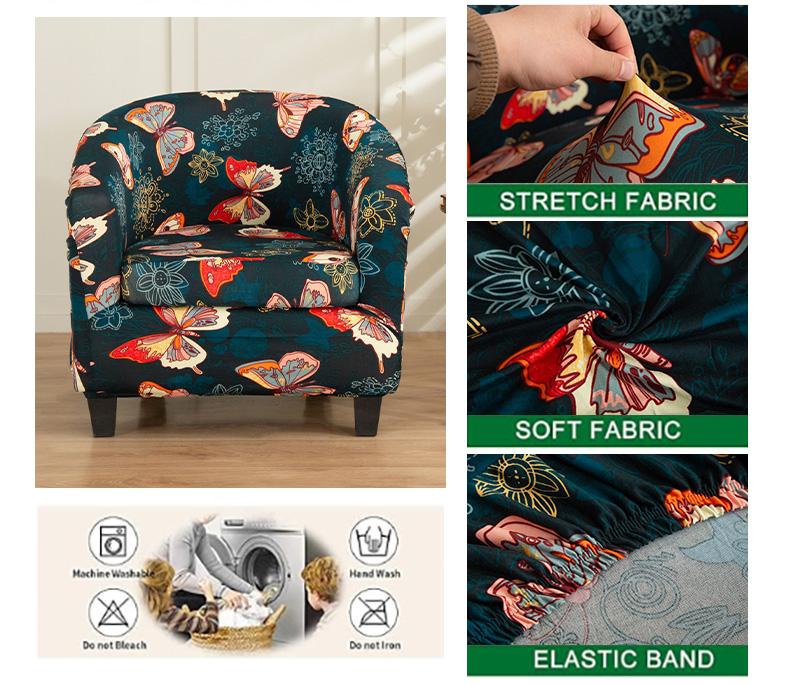 2PC/Set Club Chair Cover Stretch Armrest Sofa Covers Spandex Non-Slip Machine Washable Furniture Protector For Living Room