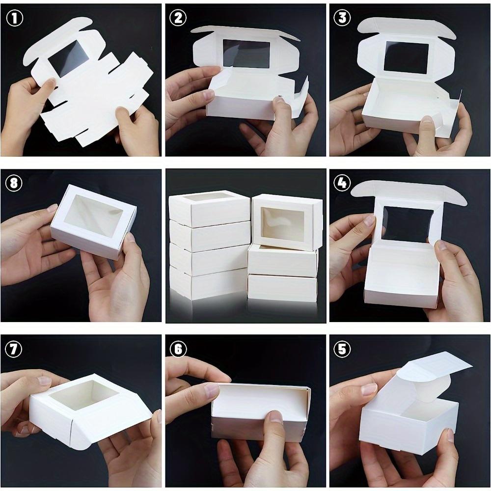 35pcs Mini Kraft Paper Gift Boxes with Clear Windows Perfect for Soap Candy Chocolate Gift Display & Wedding Favors