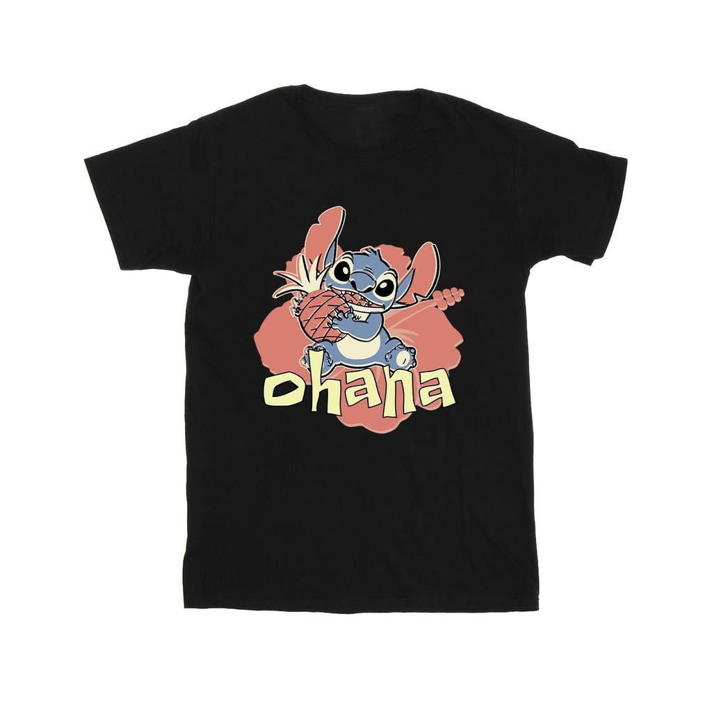 Disney Mens Lilo And Stitch Ohana Pineapple T-Shirt