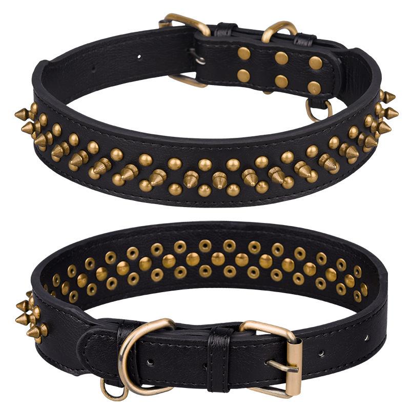 Rivet Pet Collar Microfiber Interlayer Soft and Strong Tensile Resistance Adjustable PU Leather Neck for Medium and Large Dogs xs width 2.5, adjustment 21-27cm чёрный