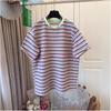European Plus Size Striped Short Sleeve T-shirt for Women - Versatile Summer Loose Top
