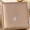 Women's Silver Titanium Steel Necklace with Micro-Inlaid Zircon - Elegant, Durable Clavicle Chain Jewelry