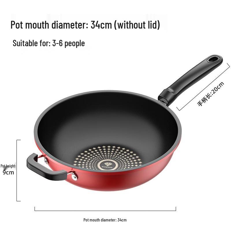 ZISIZ Multi-functional Cast Iron Wok with Helper Handle