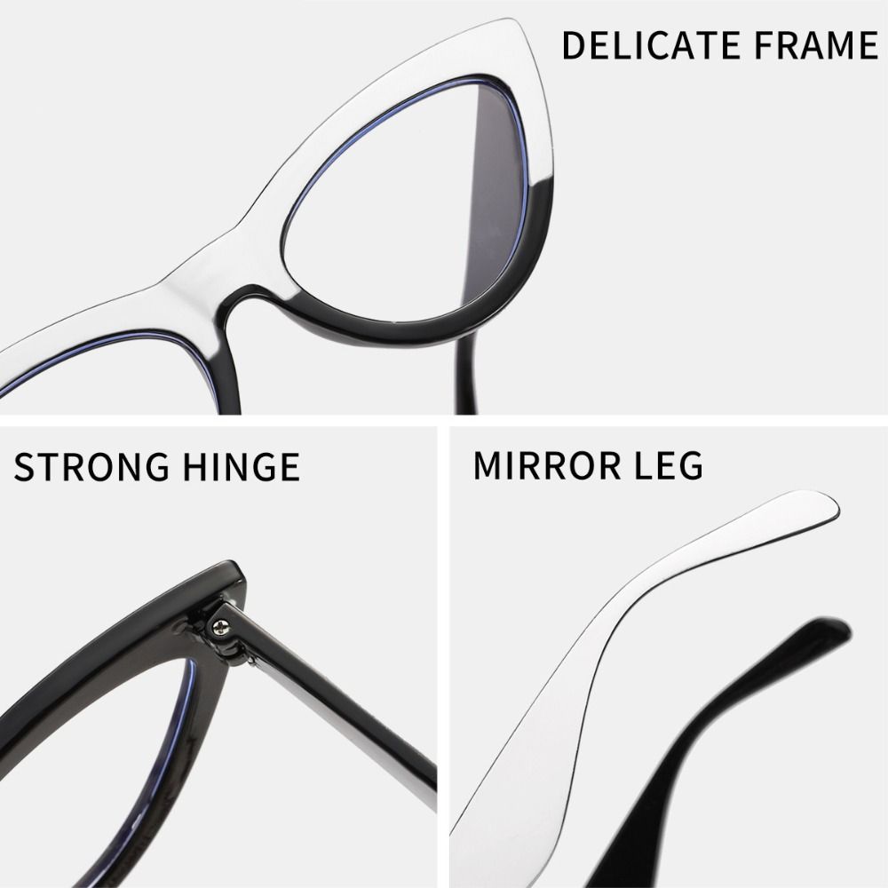 Plane Mirror Computer Glasses Frame Transparent Blocking Glasses Cat Eyes Eyewear  Women Men