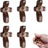 Pocket-Sized Olive Wood Cross - Heart Cutout Wooden Religious Cross for Prayer and Comfort - Encouragement Gift for Christmas