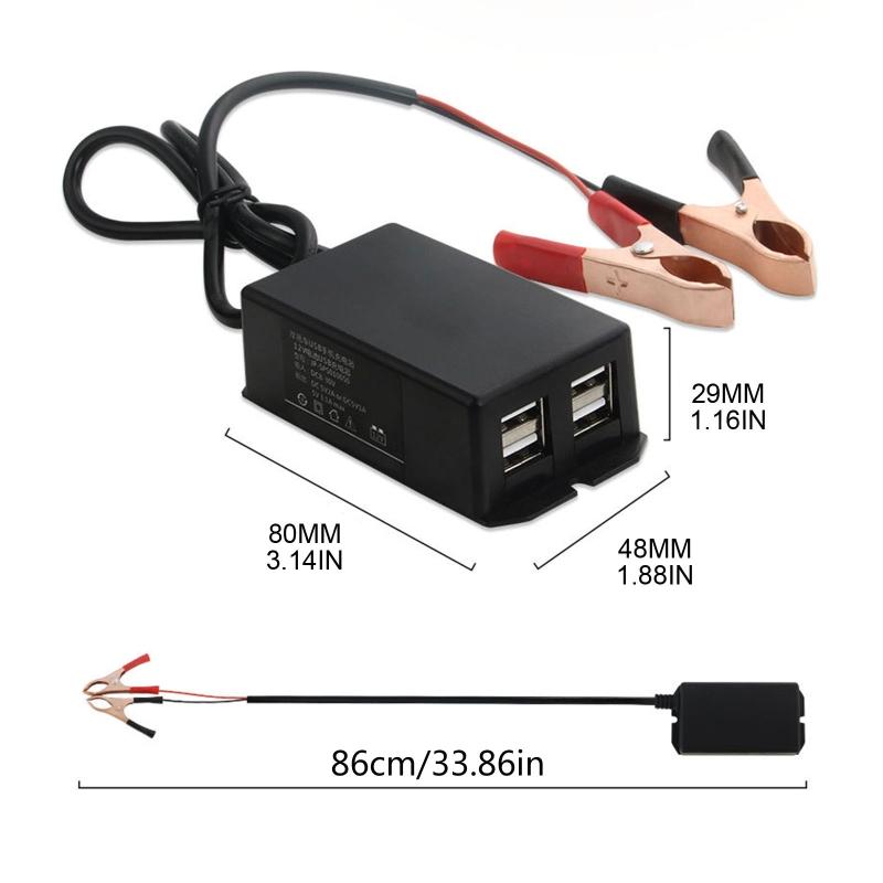 12V Battery Clip for Cellphone Tablet Car Motorcycle USB Charging Device Vehicle USB